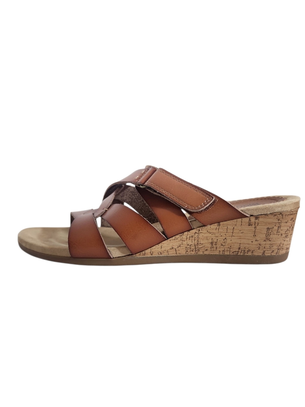 Bjorndal Brown Faux Leather Strappy Cork Wedge Sandals Size 9